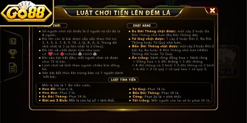 Tiến Lên Đếm Lá GO88 – Giới Thiệu Trò Chơi Quen Thuộc 2 Luật so sánh giá trị quân bài trong bộ bài Tây
